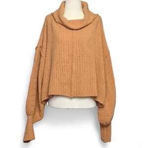 Free People Cozy Cowl Neck Sweater in Warm Brown